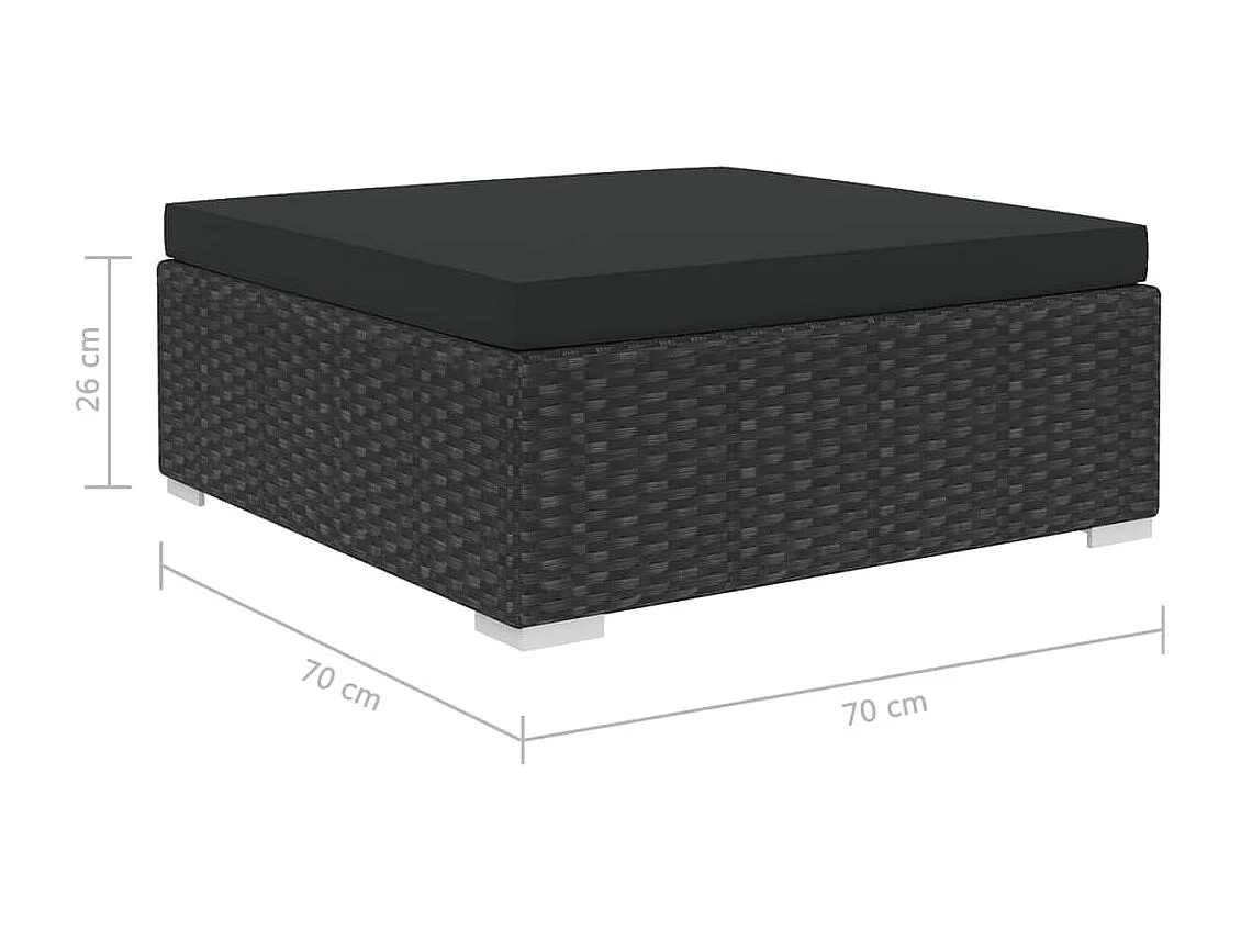 Salon de jardin 4 pcs avec coussins Résine tressée Noir