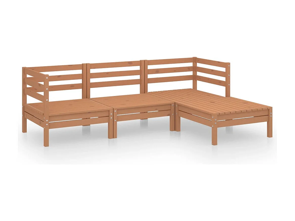 4 pcs conjunto lounge de jardim pinho maciço castanho mel