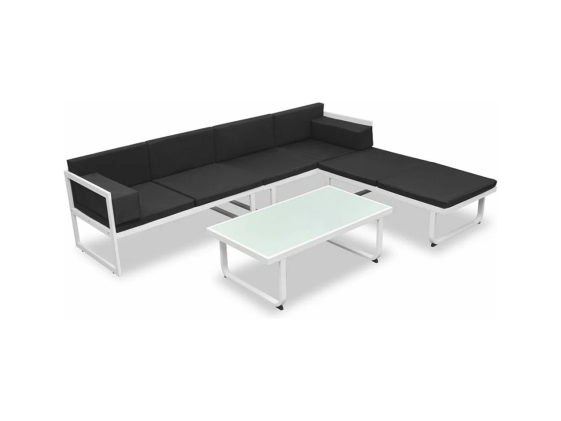 4-delige Loungeset met kussens aluminium zwart