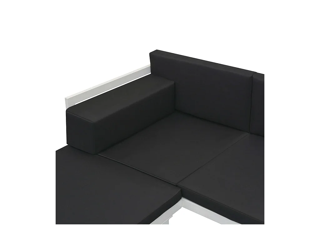 4-delige Loungeset met kussens aluminium zwart