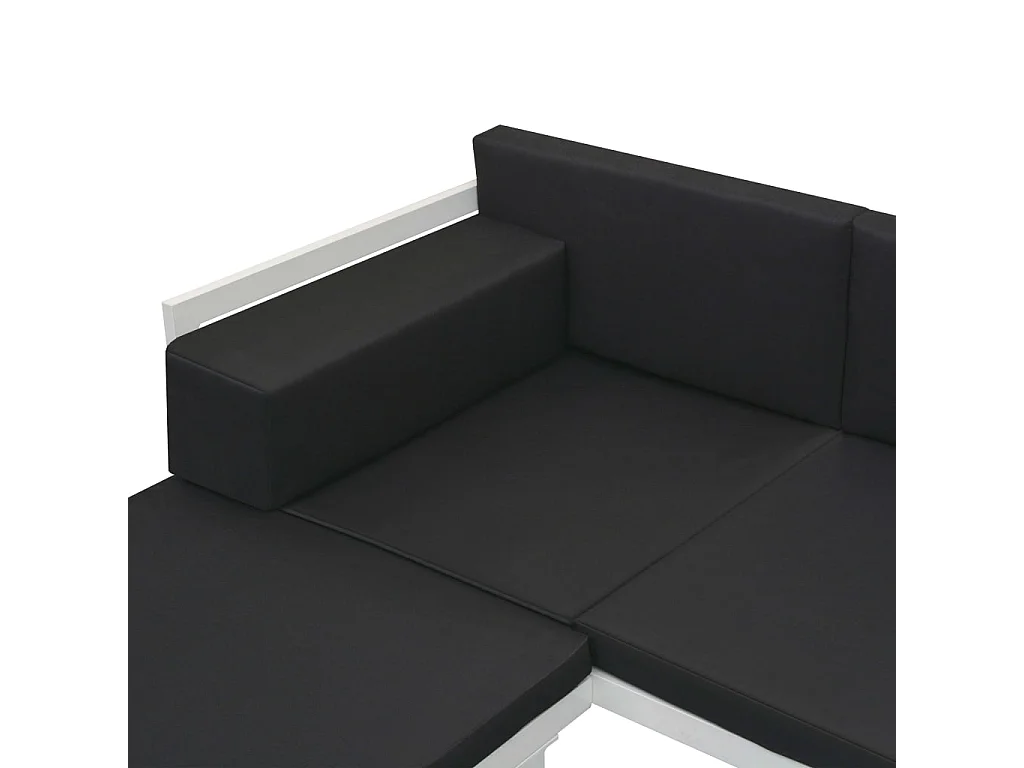 Salon de jardin 4 pcs et coussins Aluminium Noir