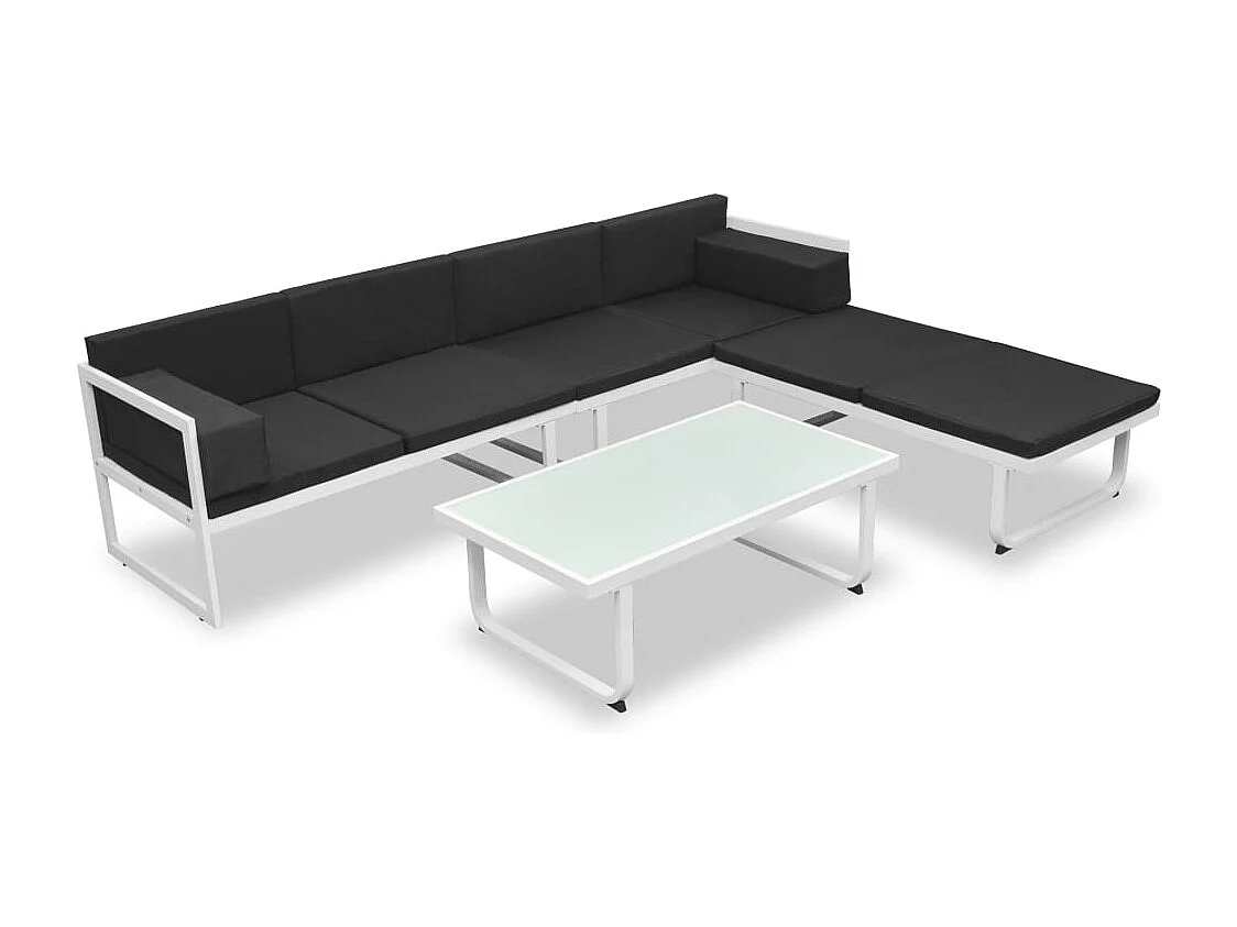 4-delige Loungeset met kussens aluminium zwart