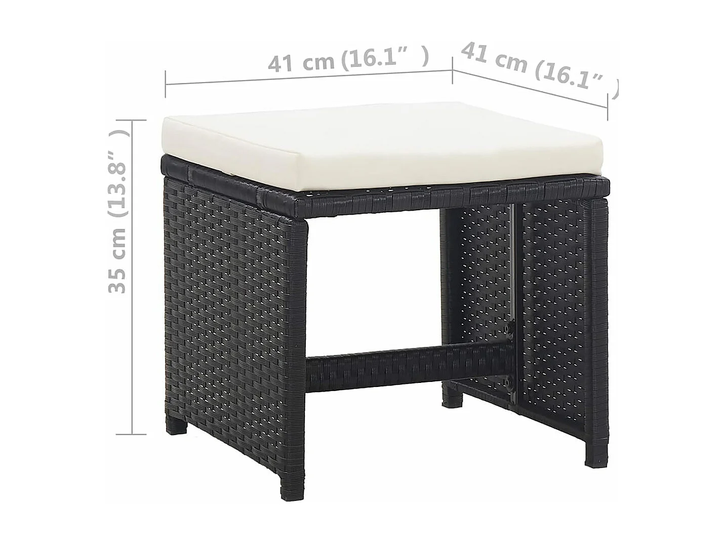 13-tlg. Garten-Essgruppe mit Auflagen Poly Rattan Schwarz