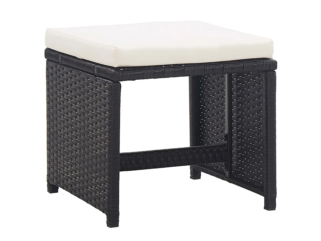 13 pcs conjunto jantar exterior com almofadões vime PE preto
