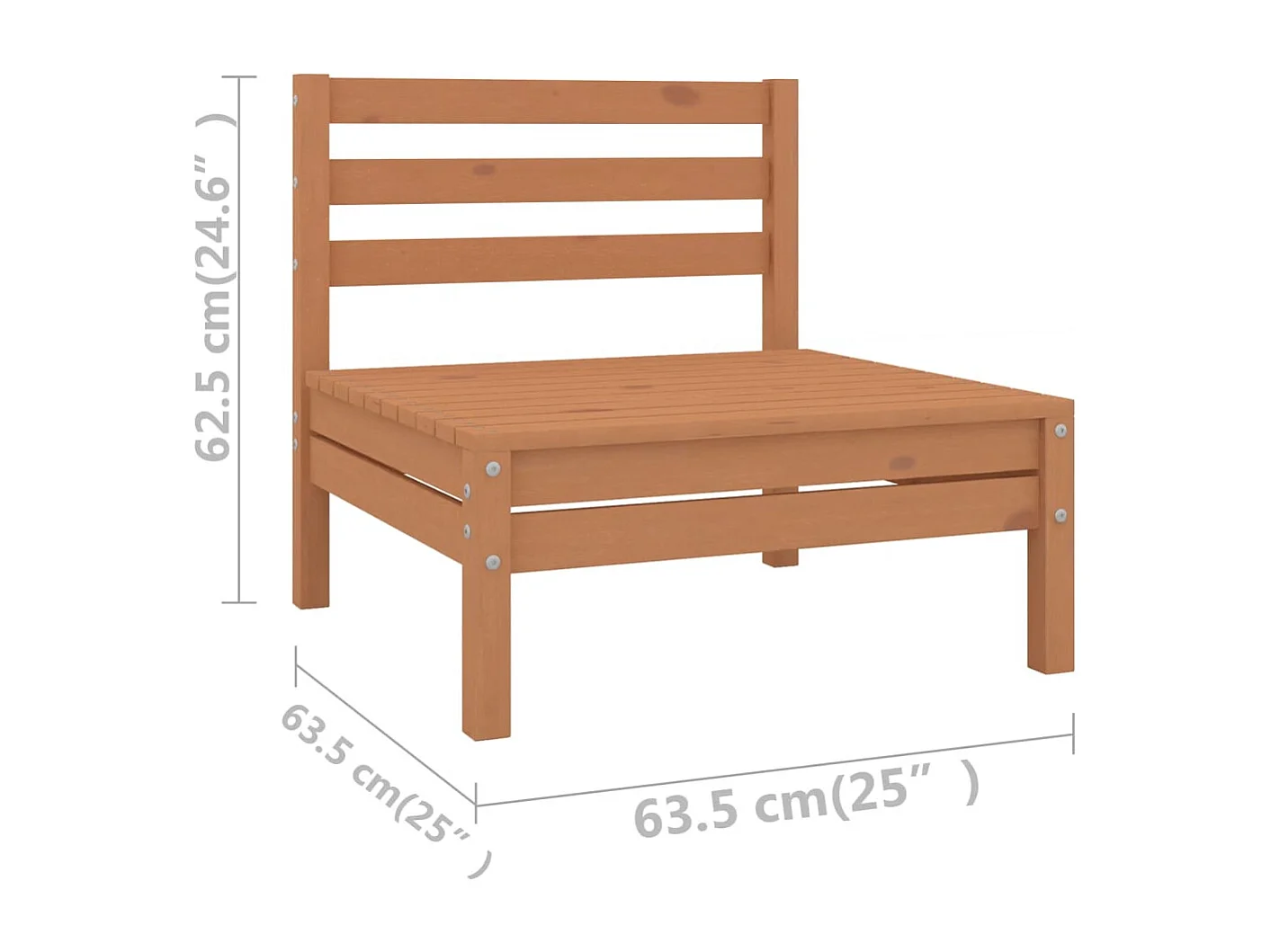 Salon de jardin 8 pcs Marron miel Bois de pin massif