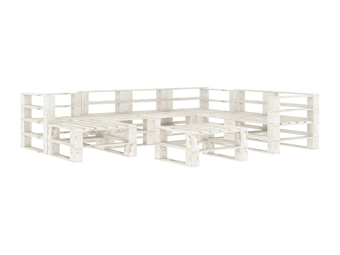 Salon de jardin palette 8 pcs Bois Blanc