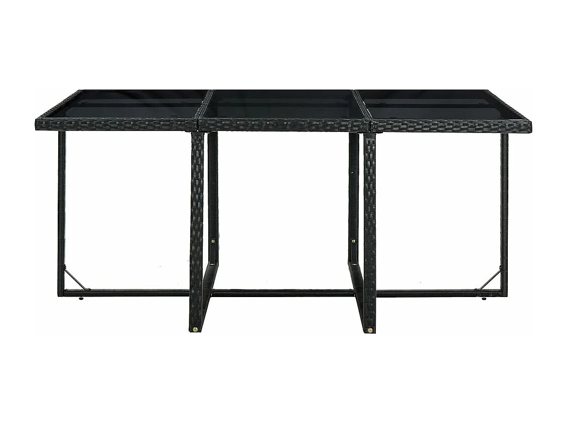Set da Pranzo da Giardino 11 pz con Cuscini in Polyrattan Nero