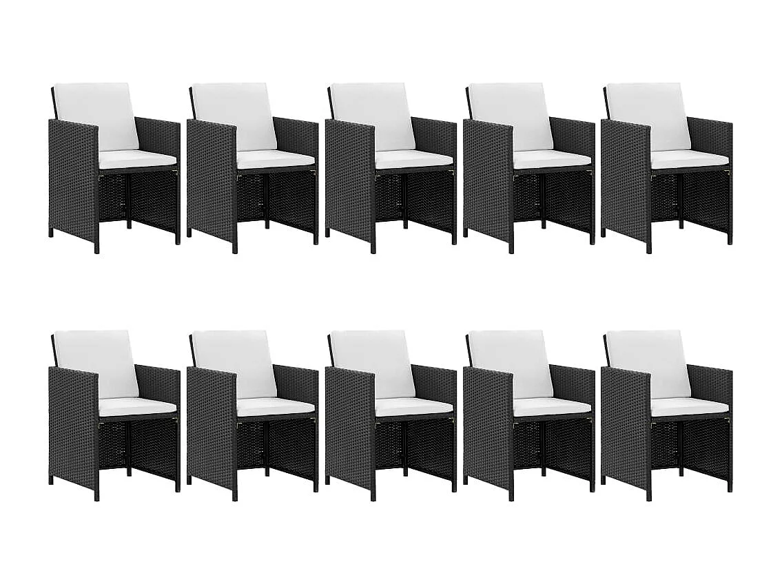 Ensemble à manger d'extérieur 11 pcs coussins résine tressée