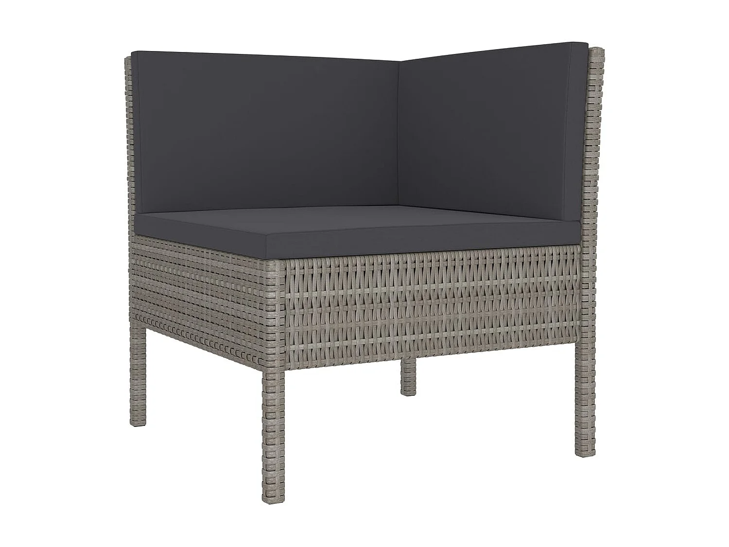 6 pcs conjunto lounge de jardim c/ almofadões vime PE cinzento