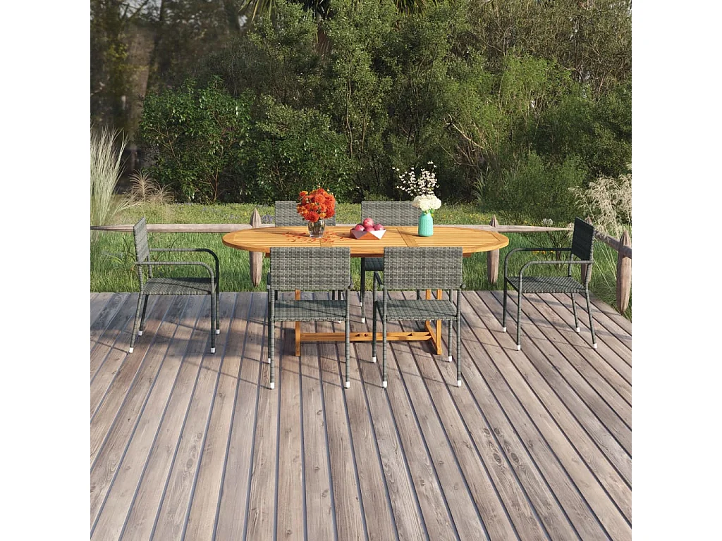 Ensemble à manger de jardin 7 pcs Résine tressée Anthracite