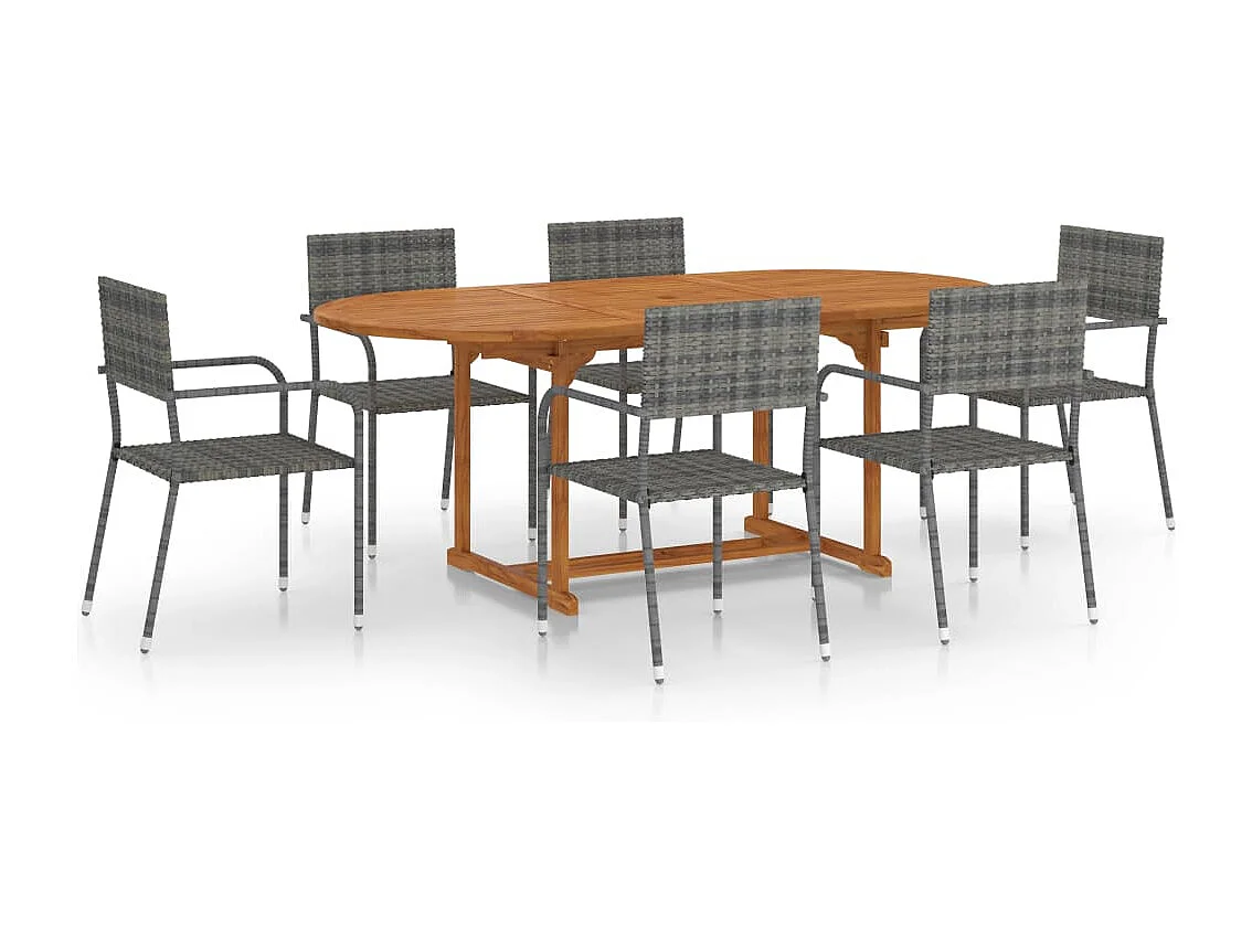 Ensemble à manger de jardin 7 pcs Résine tressée Anthracite