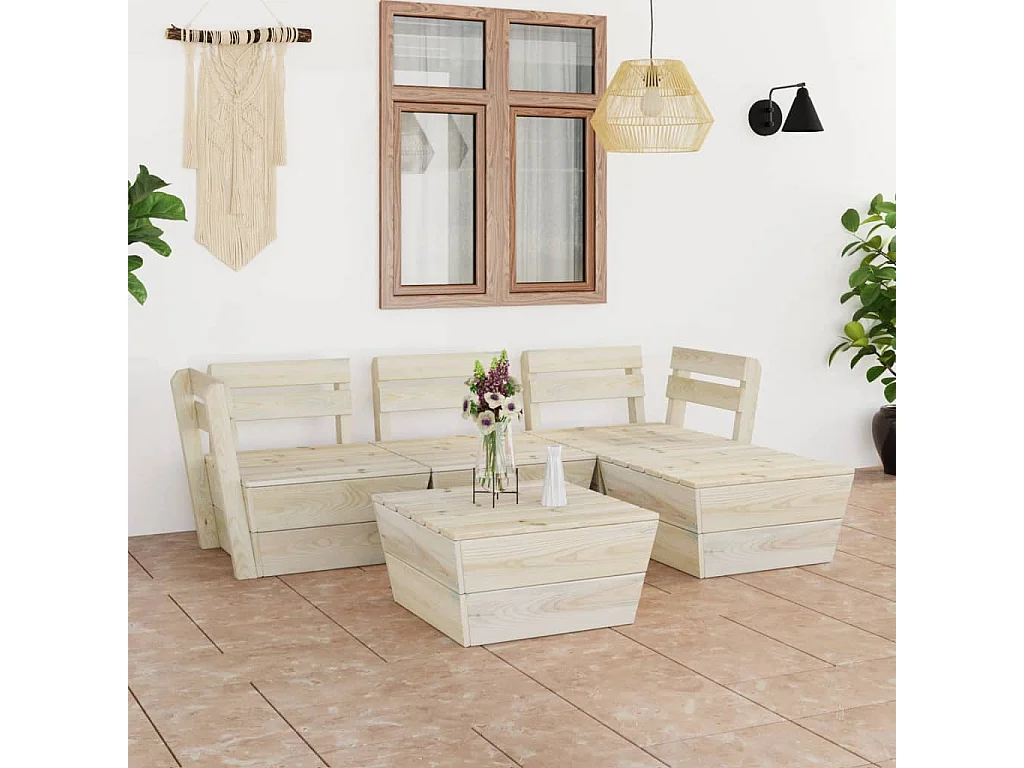 Salon de jardin palette 5 pcs Bois d'épicéa imprégné
