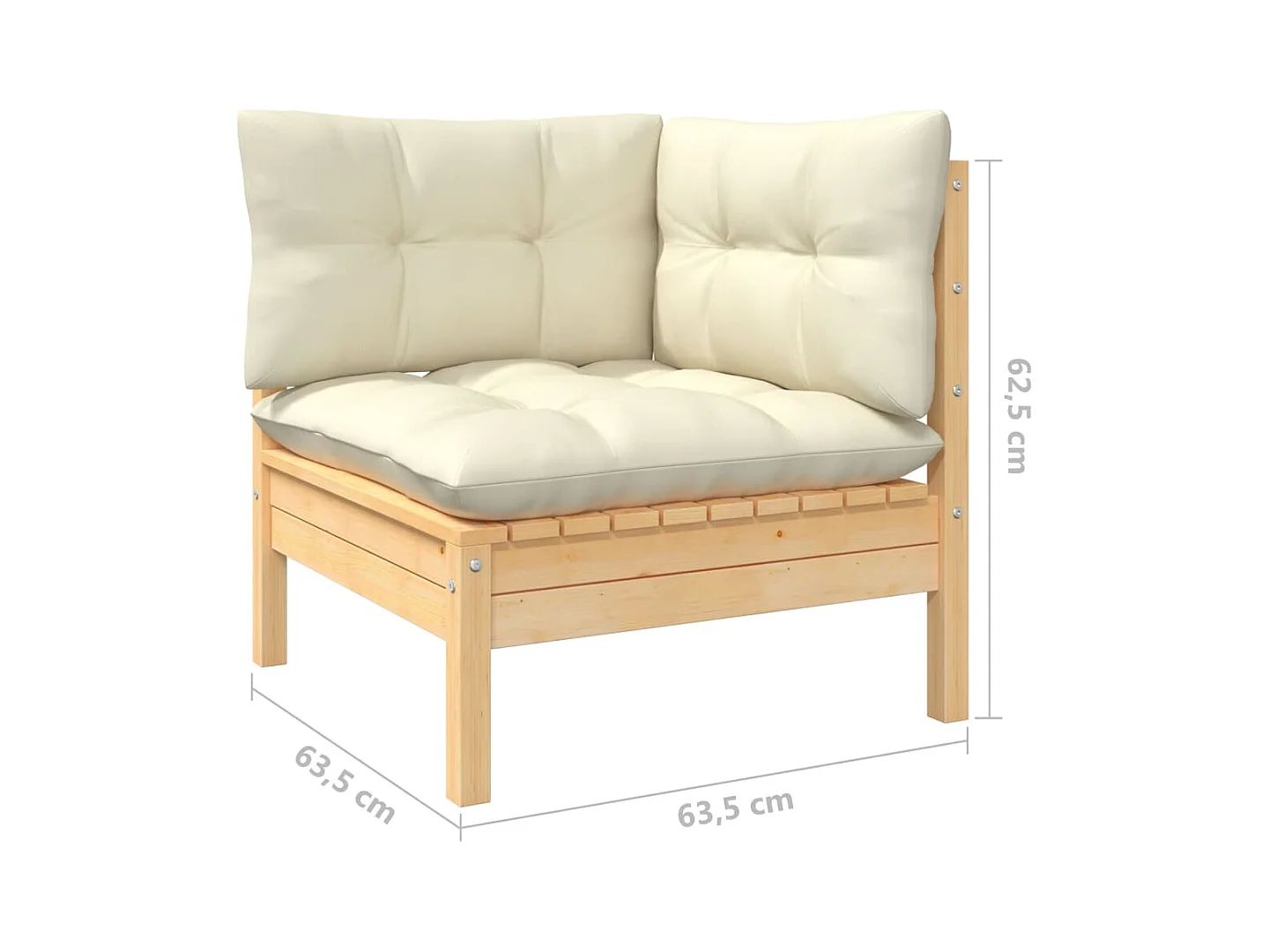 Set Divani da Giardino 12 pz con Cuscini Crema Massello di Pino