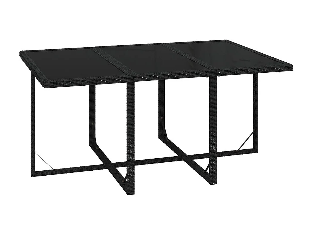 7-tlg. Garten-Essgruppe mit Kissen Poly Rattan Schwarz