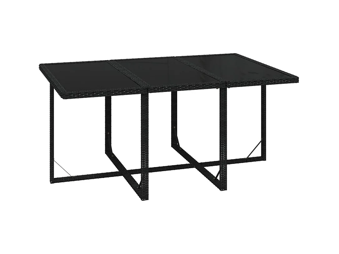 Set de comedor de jardín 7 pzas y cojines ratán sintético negro