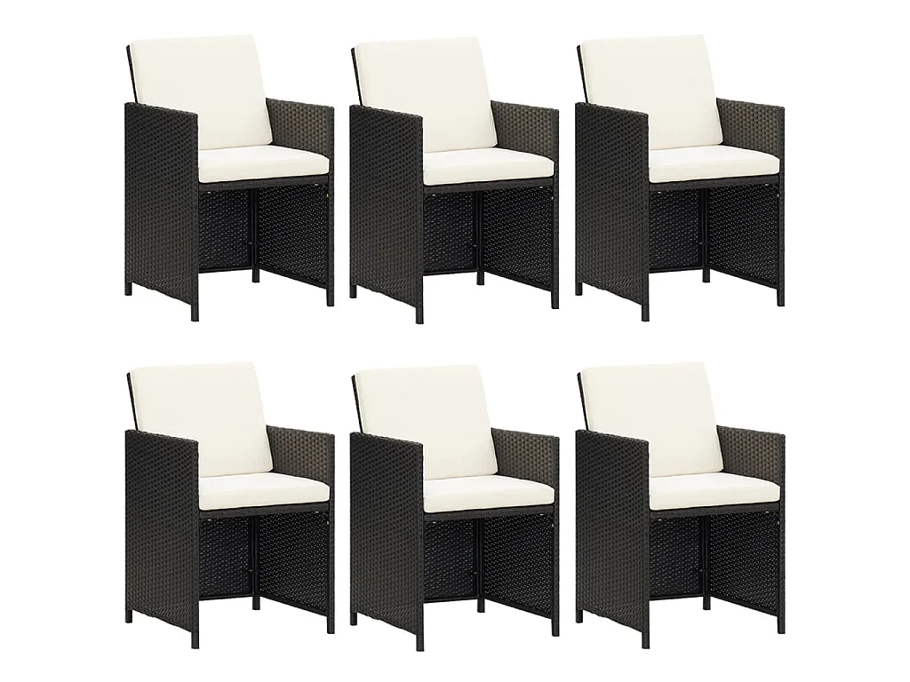 Set de comedor de jardín 7 pzas y cojines ratán sintético negro