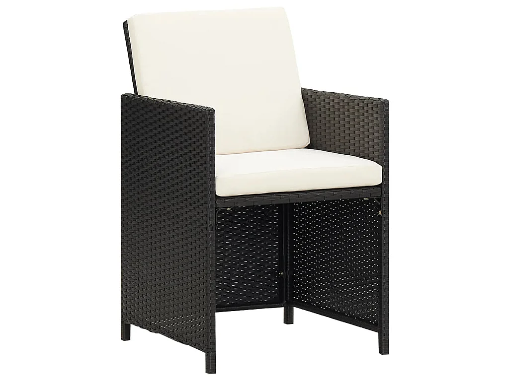 Set de comedor de jardín 7 pzas y cojines ratán sintético negro