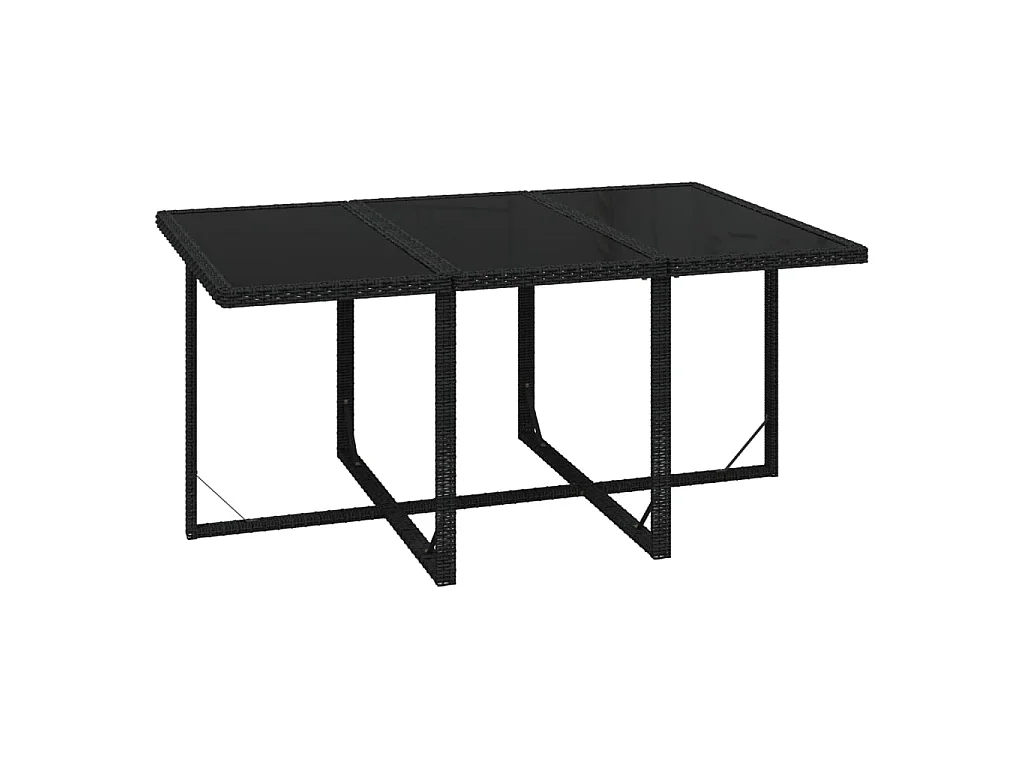 Set de comedor de jardín 7 pzas y cojines ratán sintético negro