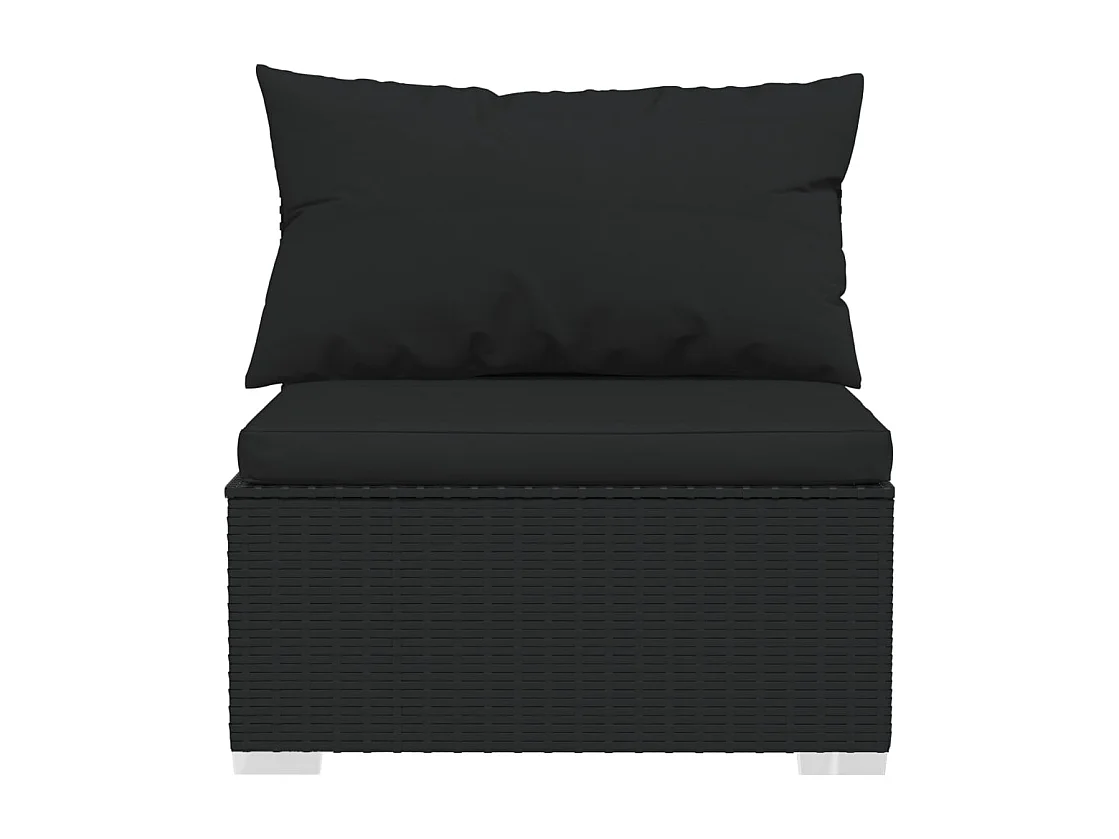 Salon de jardin 5 pcs avec coussins Résine tressée Noir