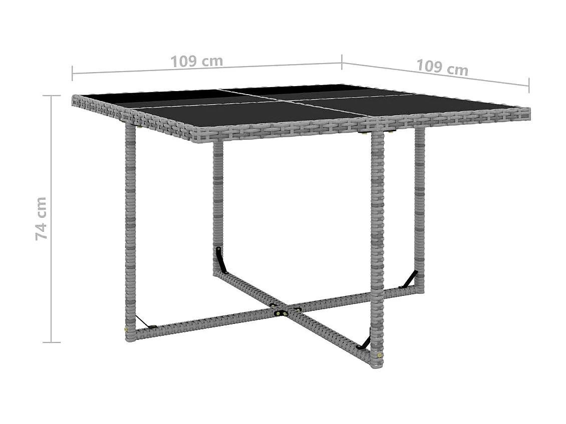 5-tlg. Garten-Essgruppe mit Auflagen Poly Rattan Grau