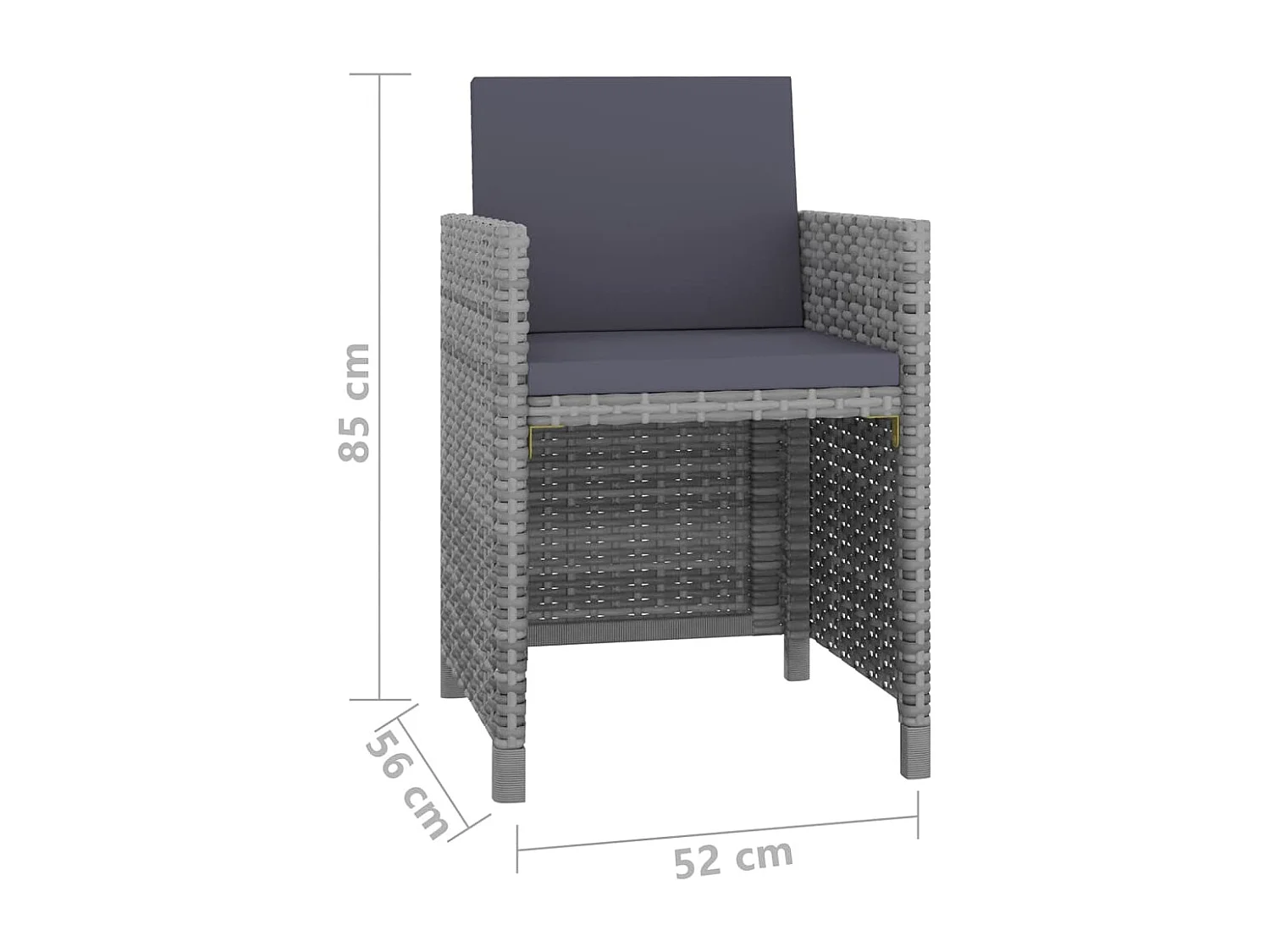 Ensemble à manger d'extérieur 5pcs coussins résine tressée gris