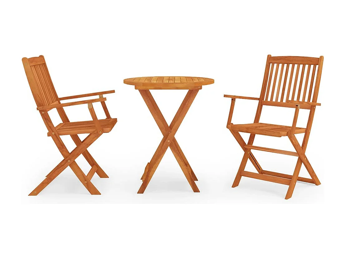 Ensemble à manger d'extérieur pliable 3 pcs Bois d'eucalyptus
