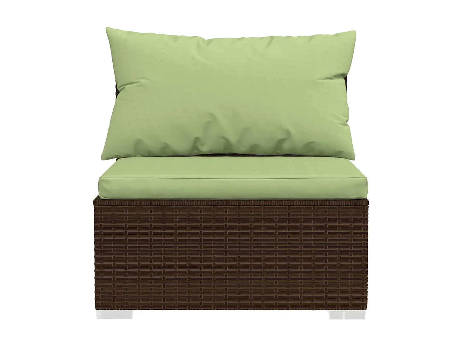 4 pcs conjunto lounge jardim c/ almofadões vime PE castanho