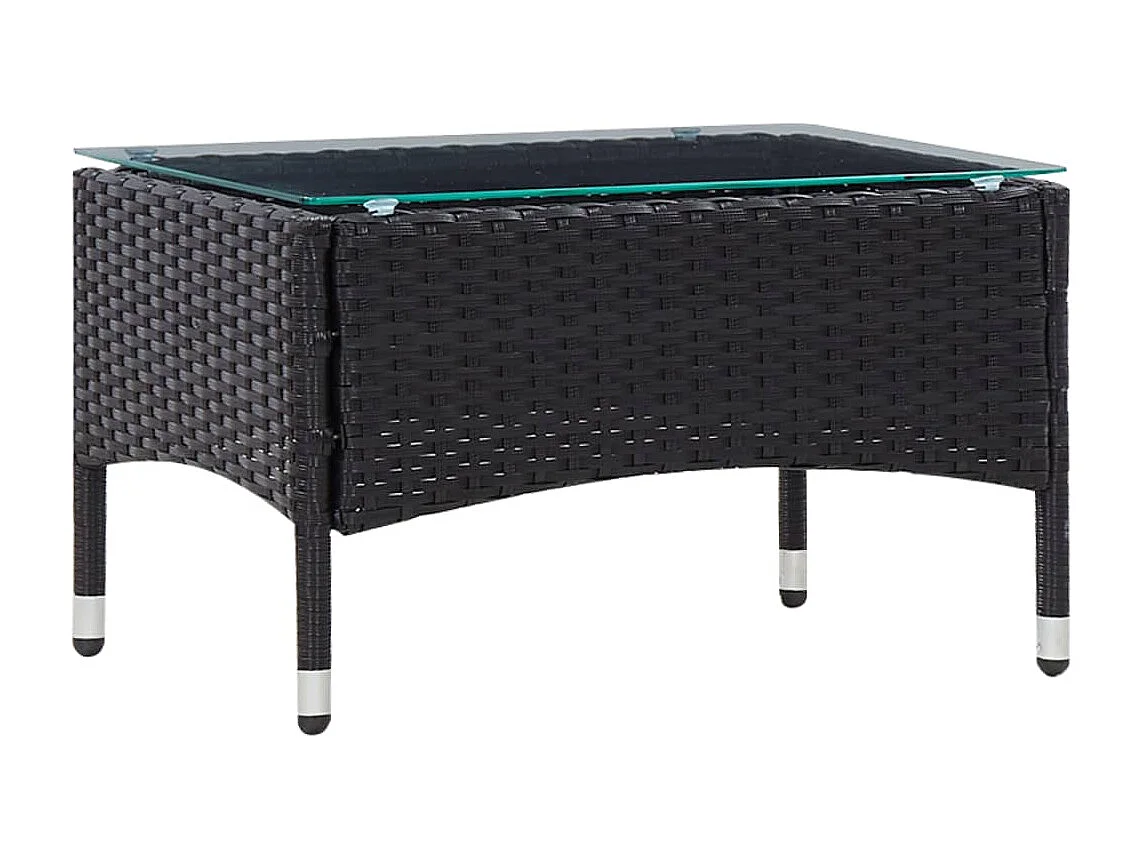 4 pcs conjunto lounge de jardim c/ almofadões vime PE preto