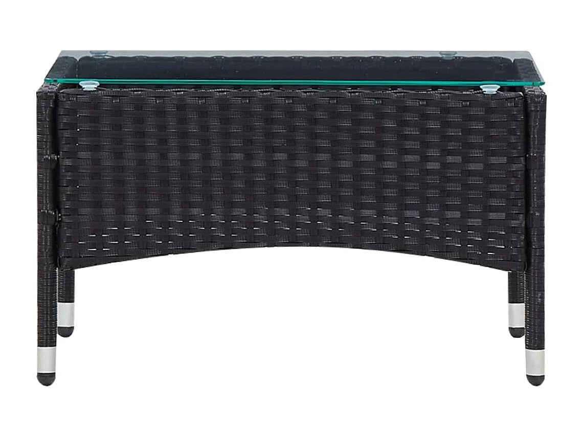 4 pcs conjunto lounge de jardim c/ almofadões vime PE preto