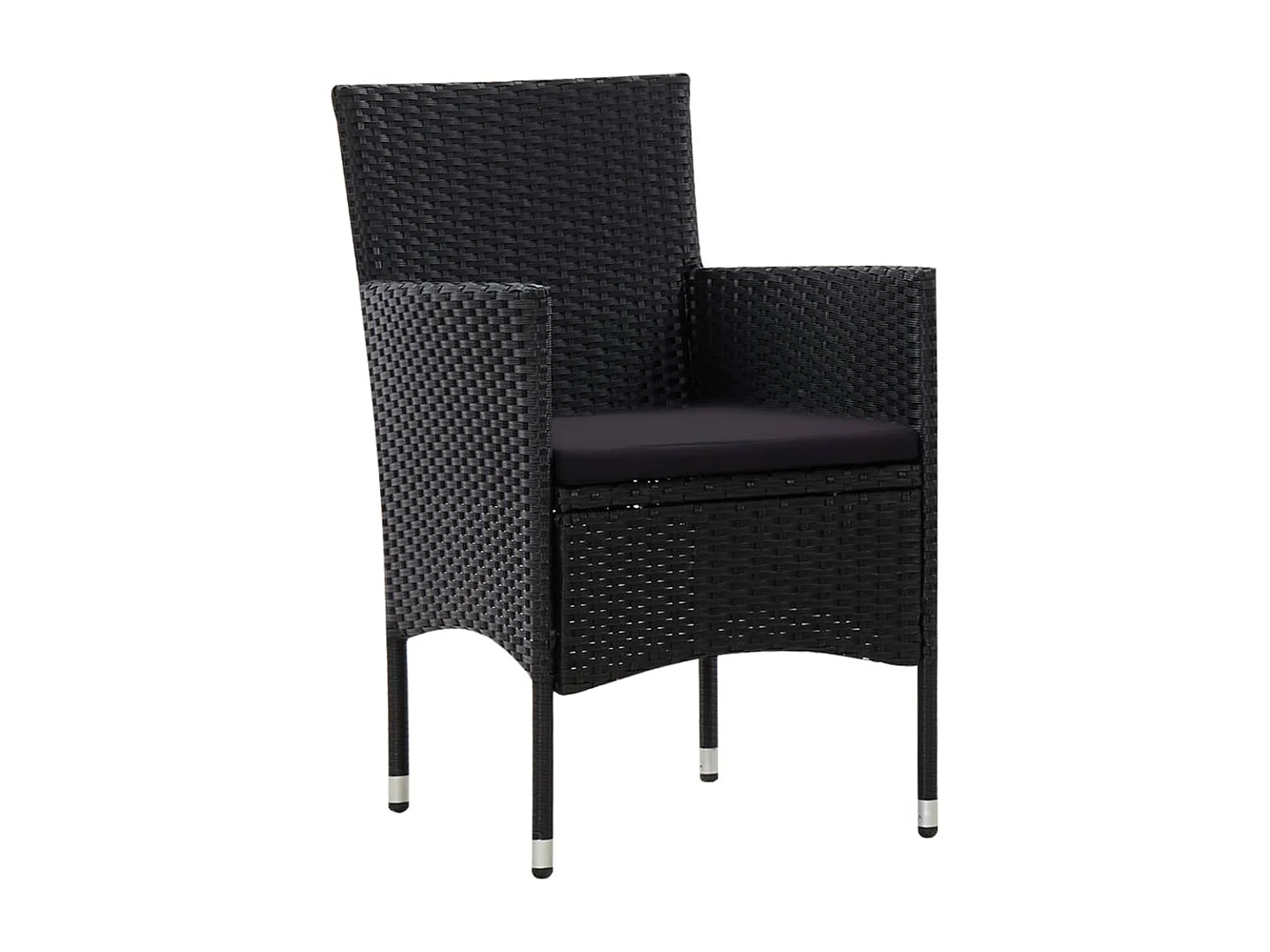 4 pcs conjunto lounge de jardim c/ almofadões vime PE preto