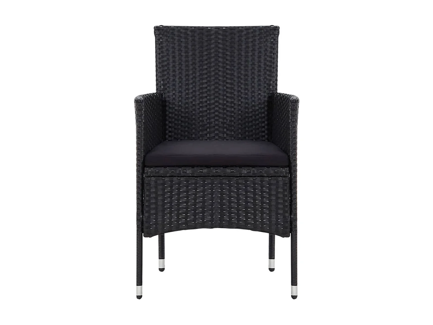 4 pcs conjunto lounge de jardim c/ almofadões vime PE preto