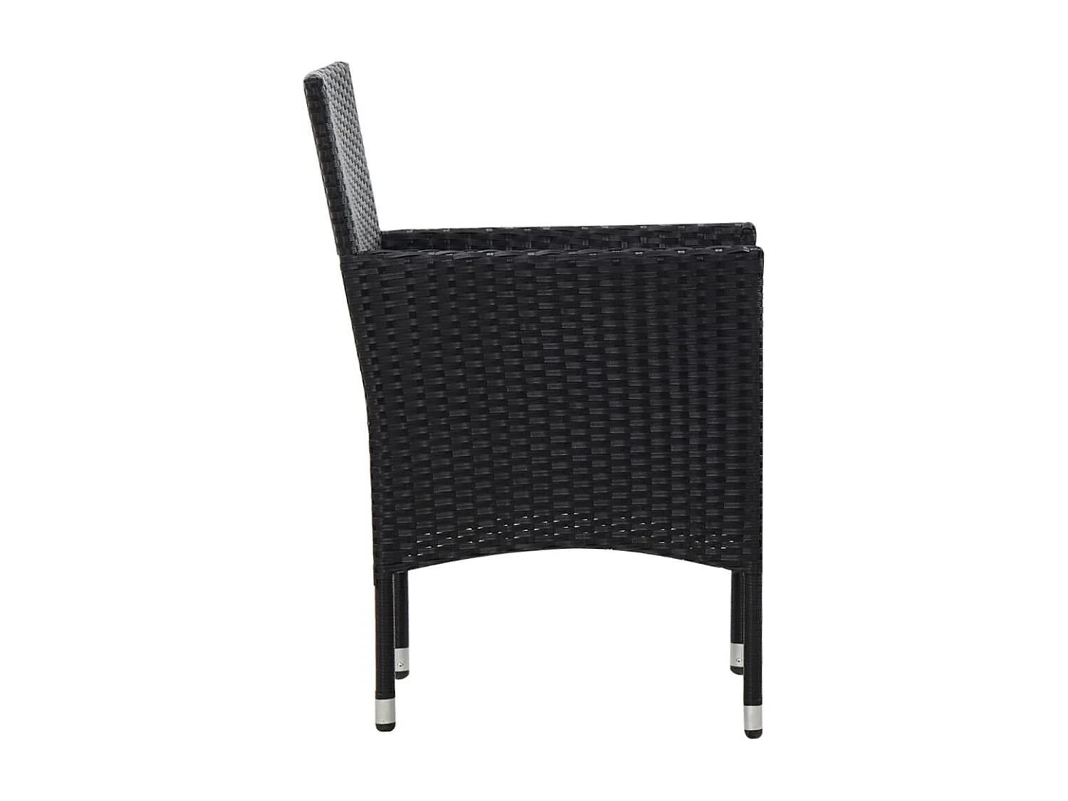 4 pcs conjunto lounge de jardim c/ almofadões vime PE preto