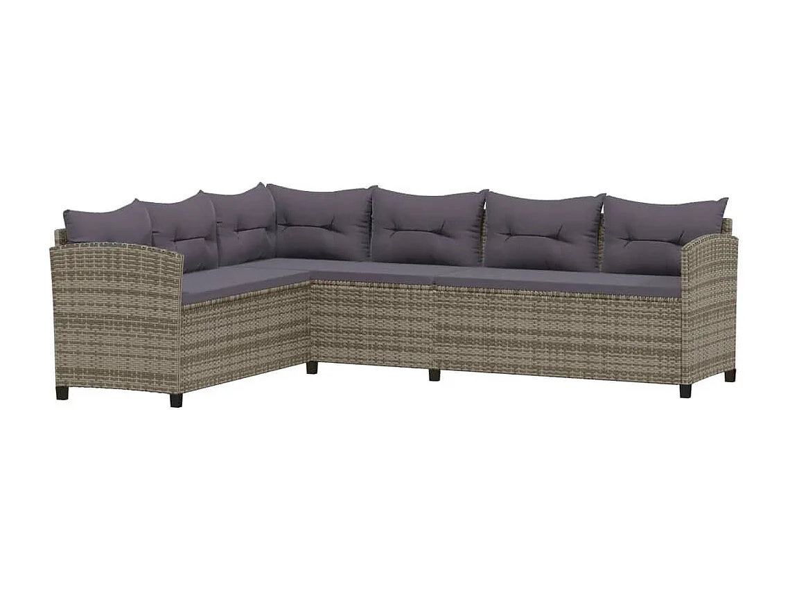 Salon de jardin 7 pcs avec coussins résine tressée gris