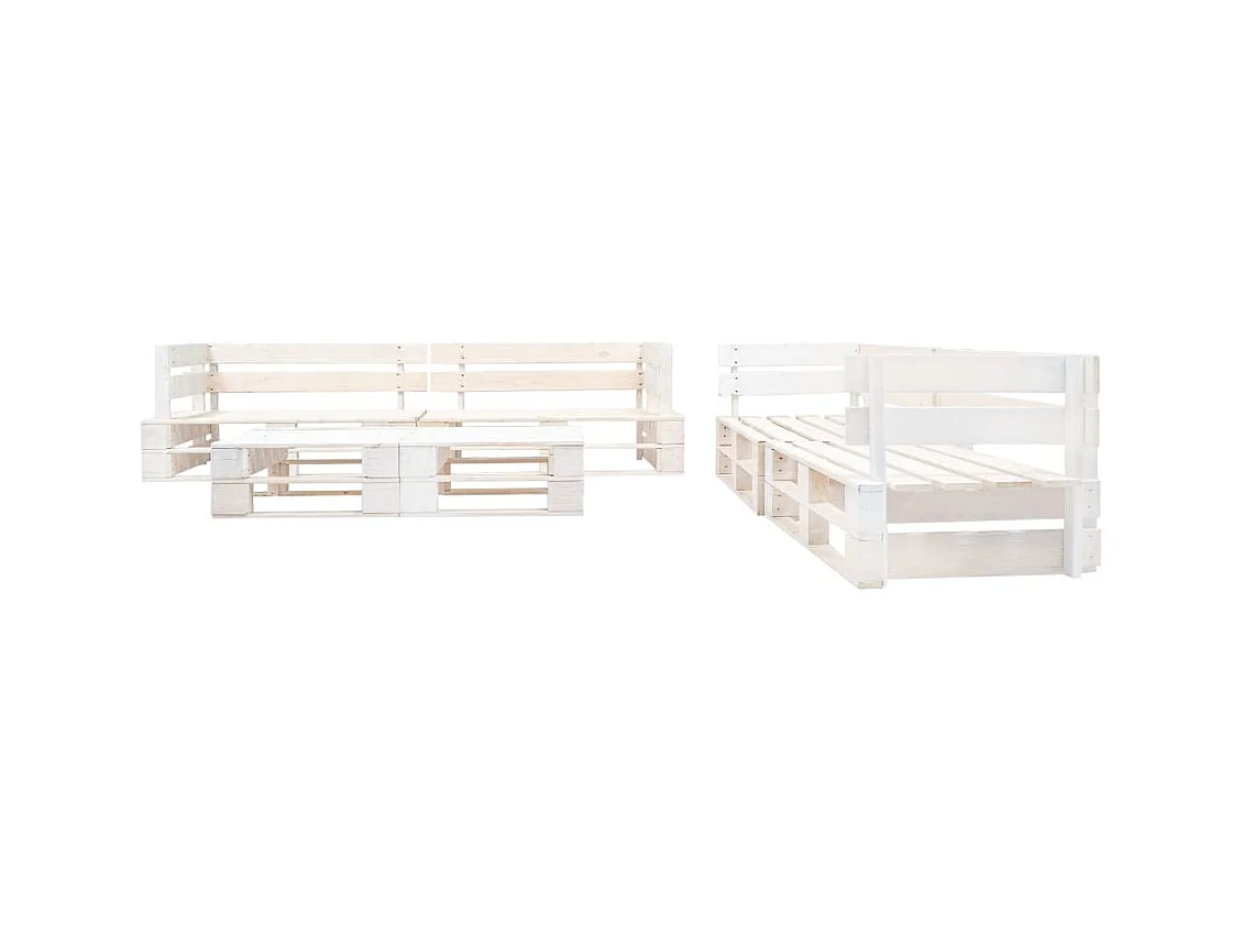 Salon de jardin palette 6 pcs Bois Blanc