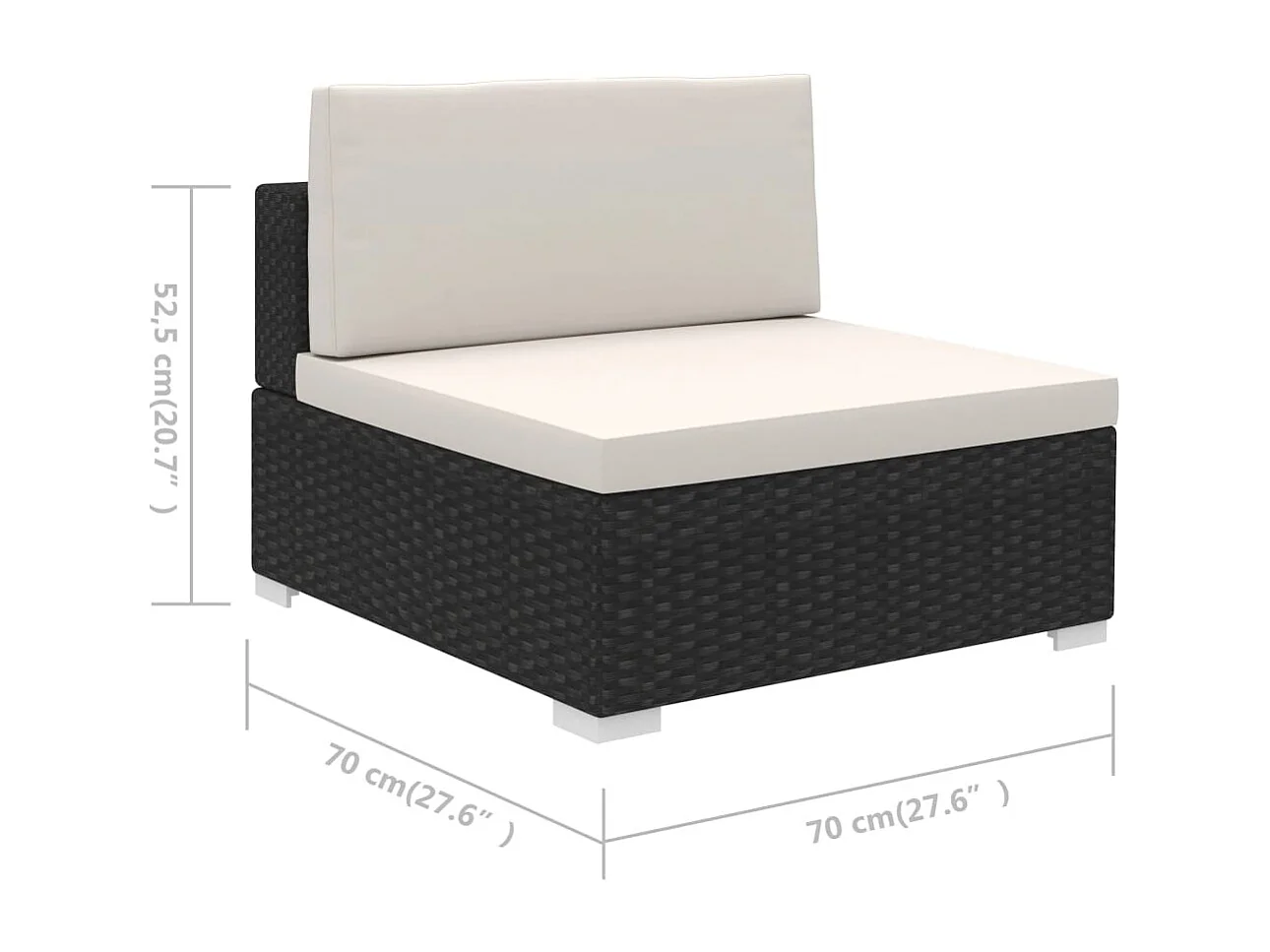 6-delige Loungeset met kussens poly rattan zwart