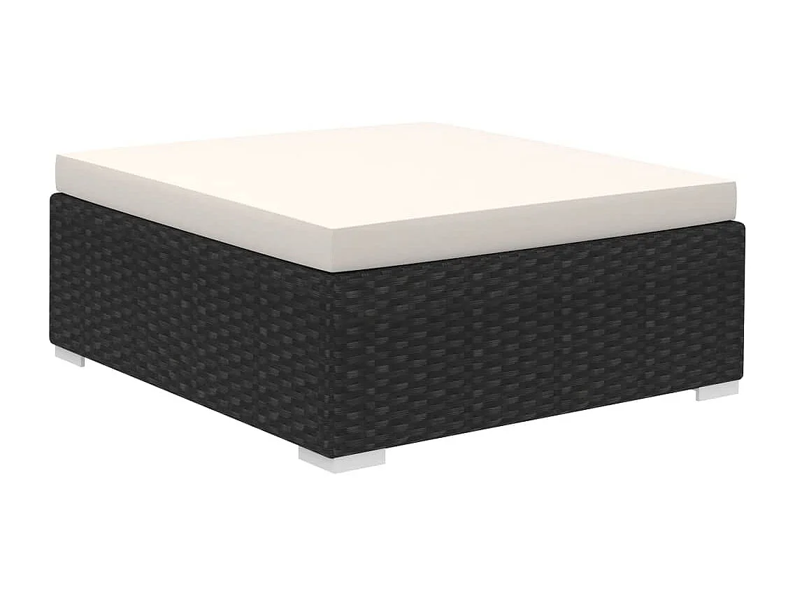 6-delige Loungeset met kussens poly rattan zwart