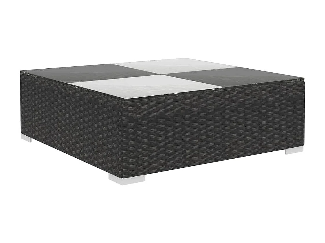 6-delige Loungeset met kussens poly rattan zwart