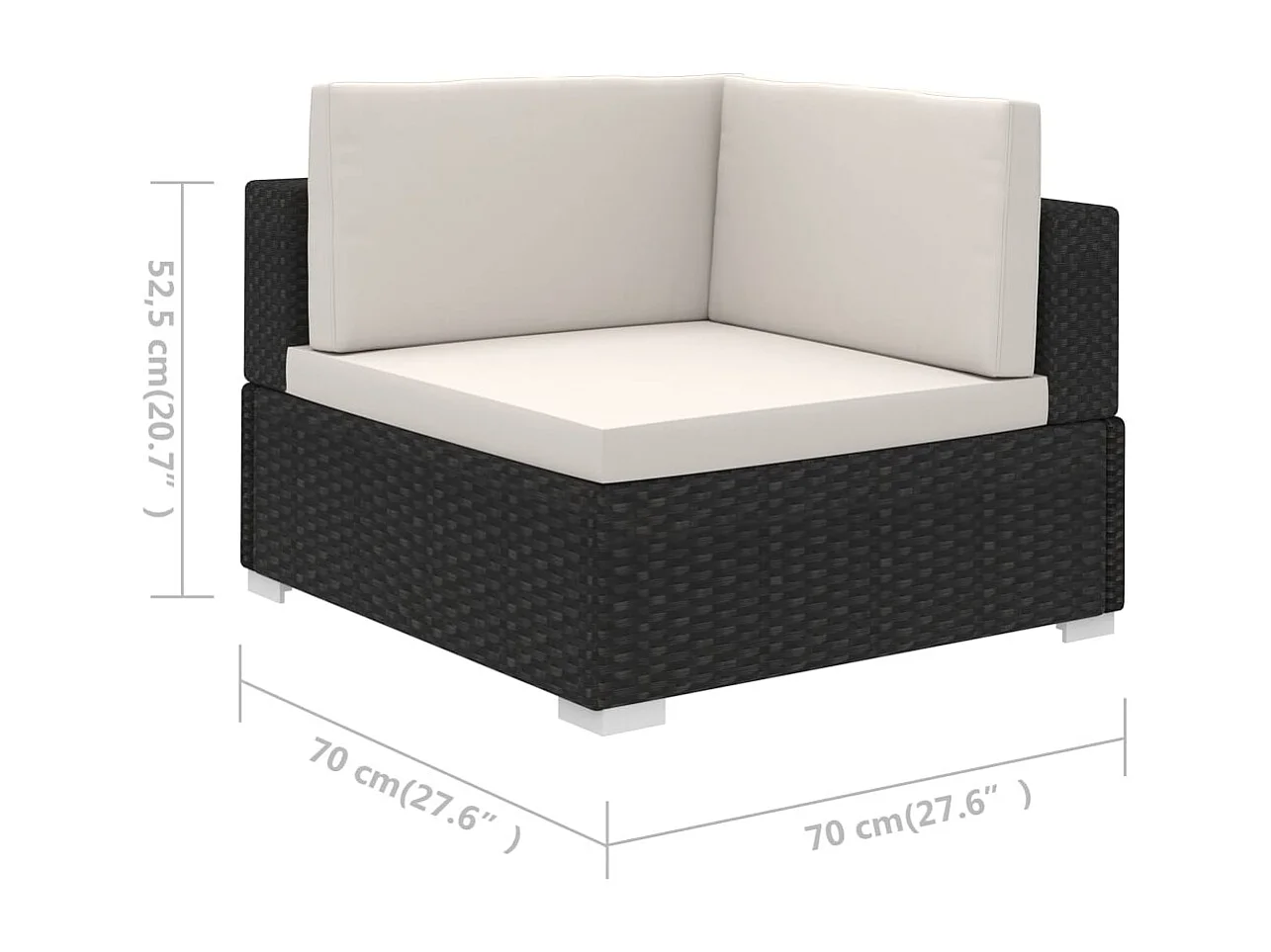 6-delige Loungeset met kussens poly rattan zwart