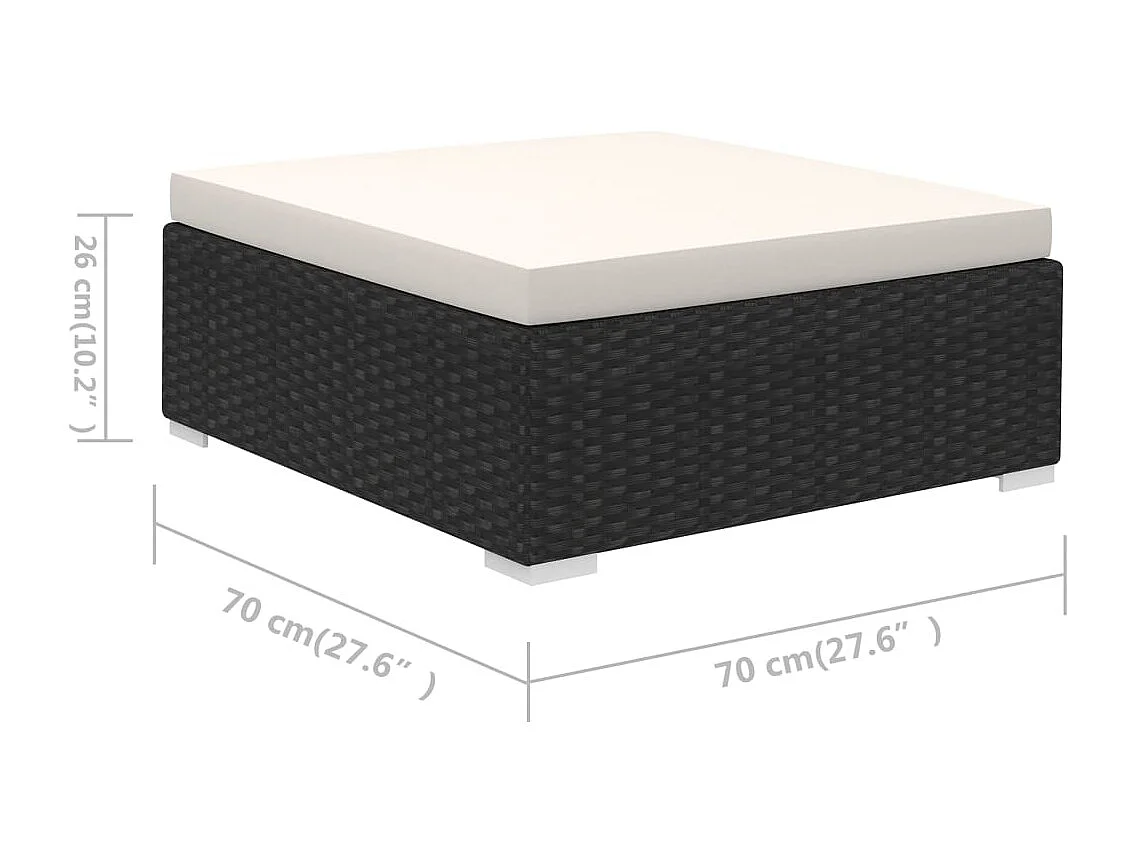 6-delige Loungeset met kussens poly rattan zwart
