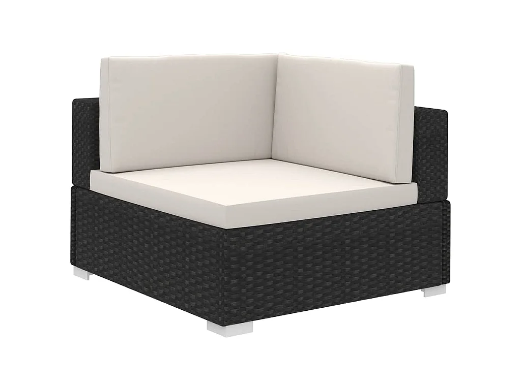 Set Divani da Giardino 6 pz con Cuscini in Polyrattan Nero