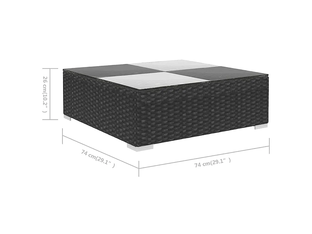 Set Divani da Giardino 6 pz con Cuscini in Polyrattan Nero