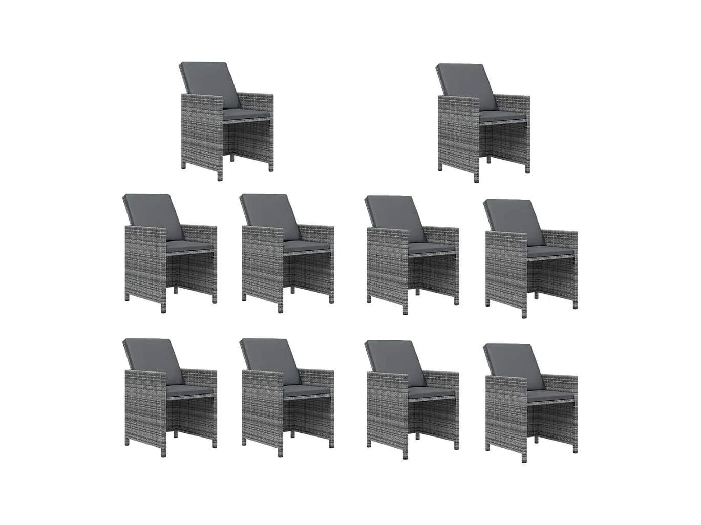 15-tlg. Garten-Essgruppe mit Kissen Poly Rattan Grau