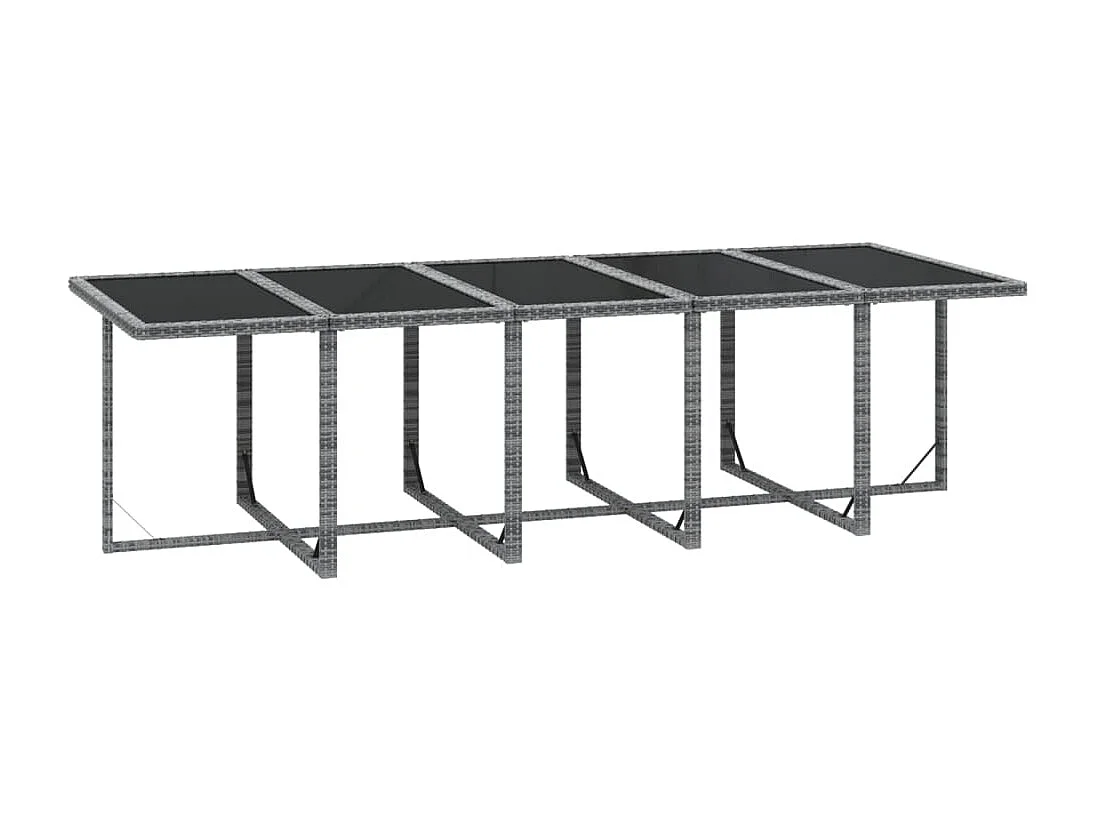 Set comedor jardín 15 pzas y cojines ratán sintético gris