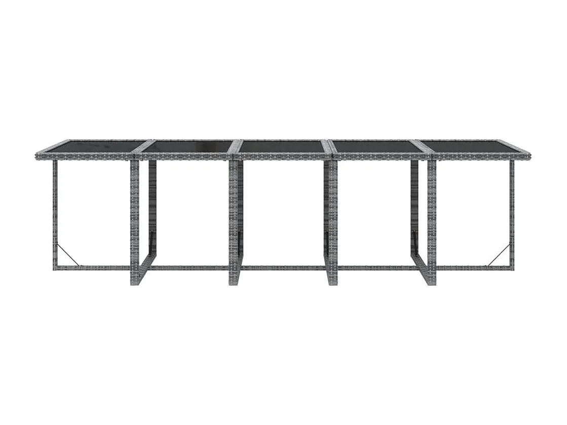 Set comedor jardín 15 pzas y cojines ratán sintético gris