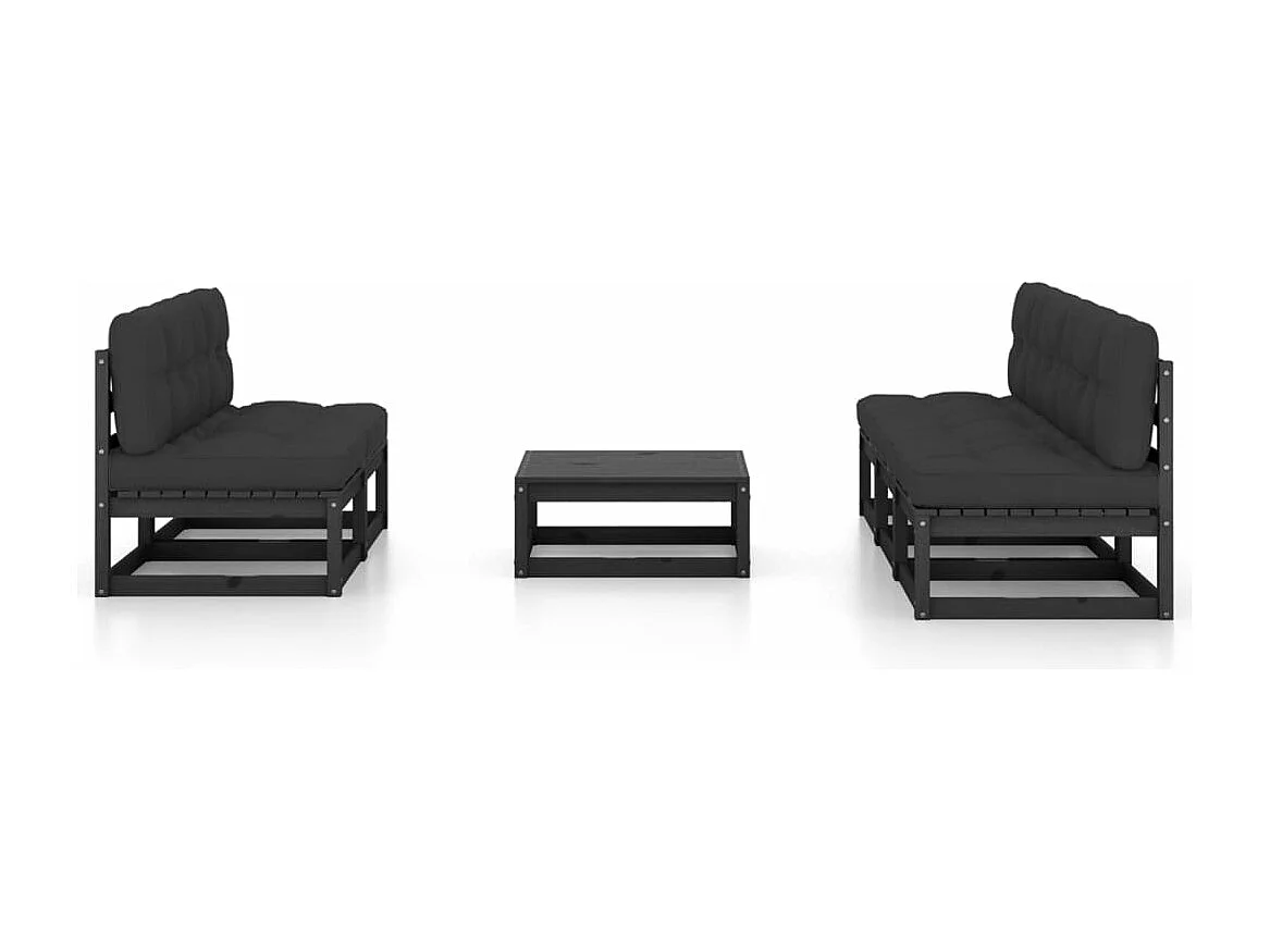 6-delige Loungeset met kussens massief grenenhout