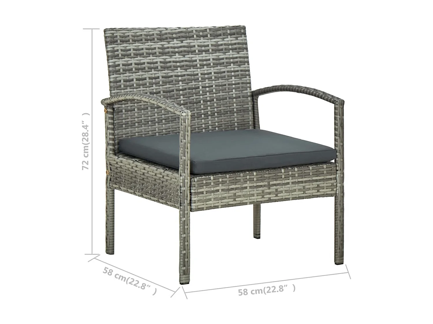 5-tlg. Garten-Lounge-Set mit Auflagen Poly Rattan Grau