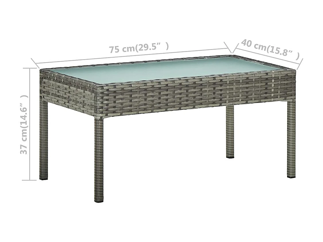 5-tlg. Garten-Lounge-Set mit Auflagen Poly Rattan Grau