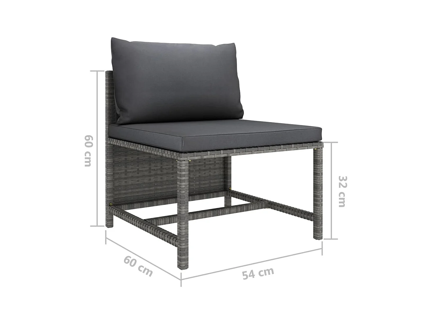 12-delige Loungeset met kussens poly rattan grijs