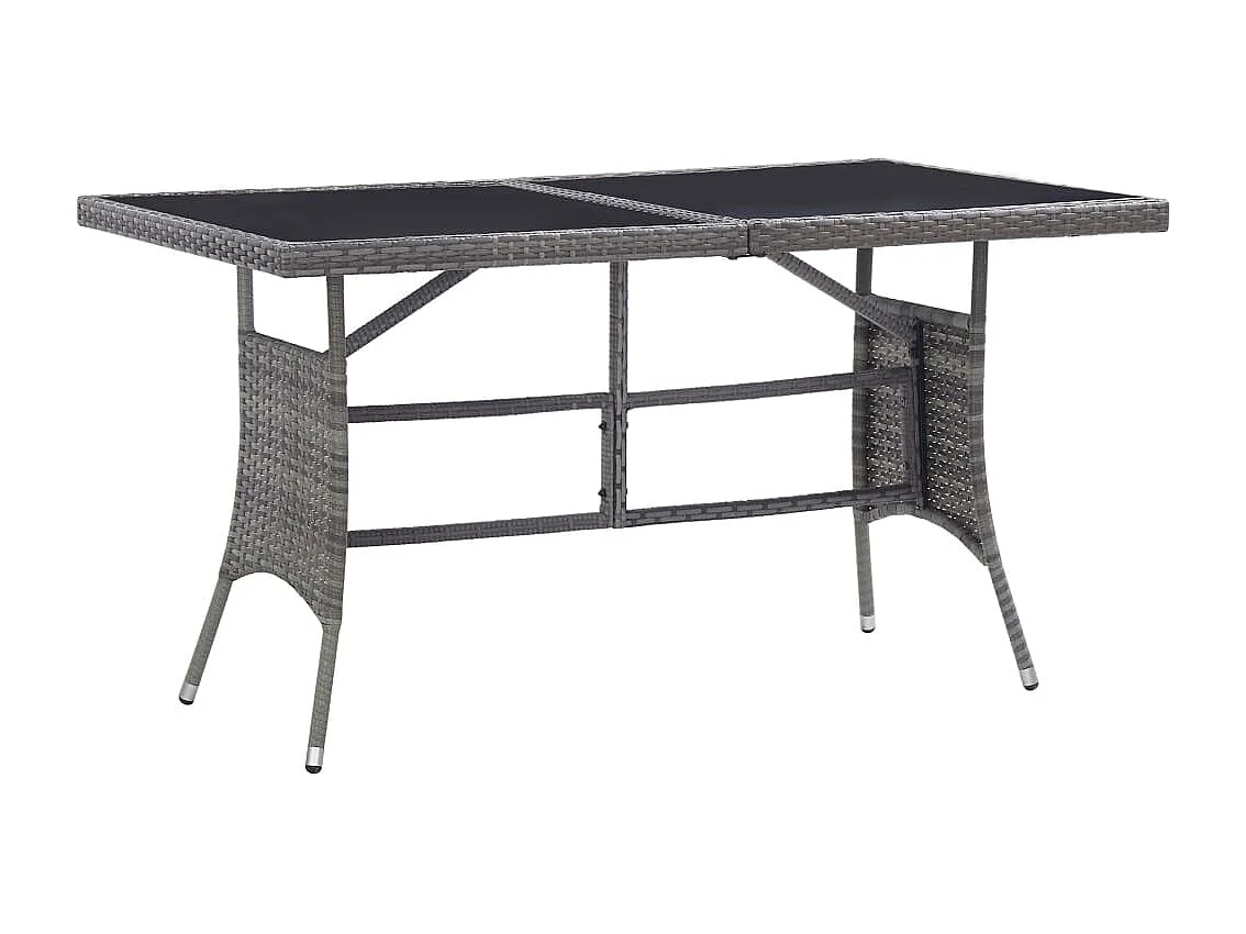 5-tlg. Garten-Essgruppe Poly Rattan Anthrazit und Grau