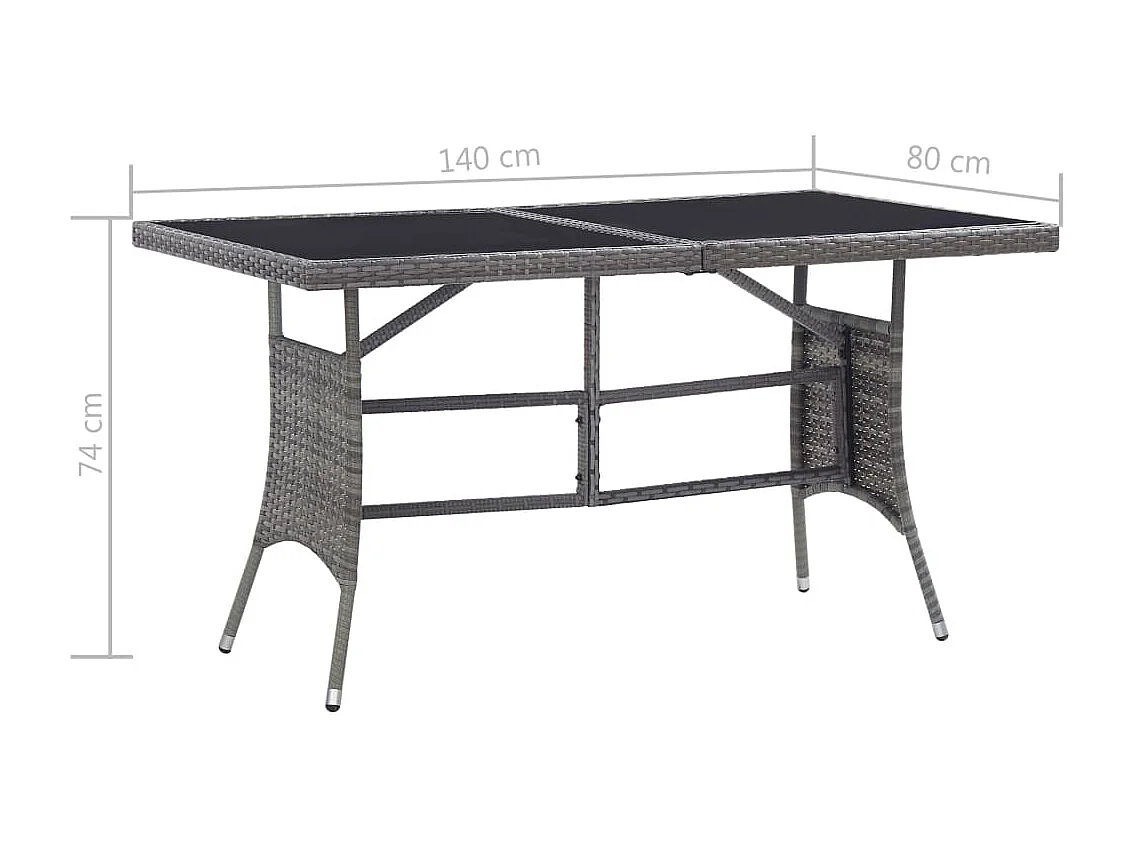 5-tlg. Garten-Essgruppe Poly Rattan Anthrazit und Grau